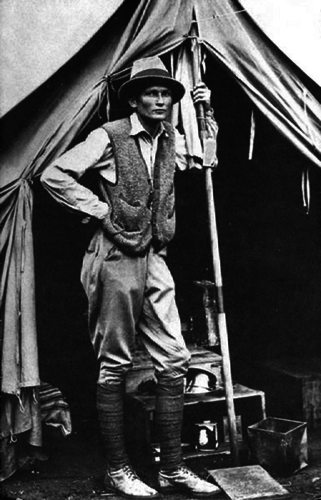 Hiram Bingham III at his tent door near Machu Picchu in 1912
