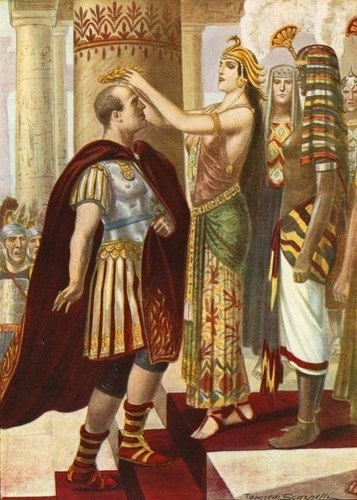 Cleopatra welcoming Caesar. 