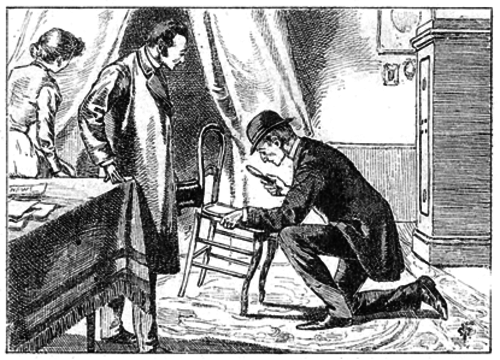 An illustration of Sherlock Holmes looking for trace evidence in ‘The Speckled Band.’ 