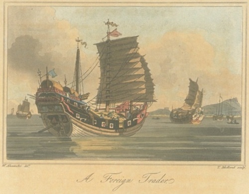 An illustration of a Chinese junk from 1804. 