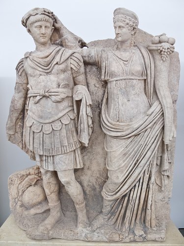 Sculpture of Agrippina crowning her son, Nero.  