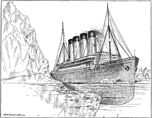 A drawing of the iceberg collision.